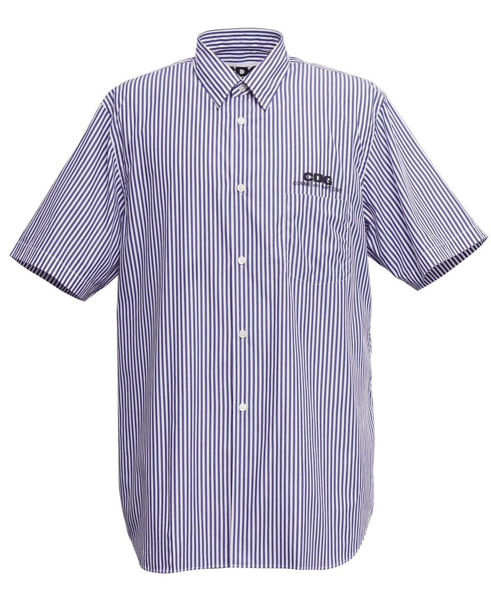 CDG CLASSIC SHIRT WITH SHORT SLEEVE / BLUE STRIPE - Stripe A
