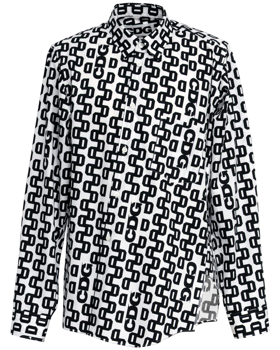 CDG GRAPHIC PATTERNED SHIRT - White x Black
