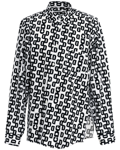 CDG GRAPHIC PATTERNED SHIRT - White x Black