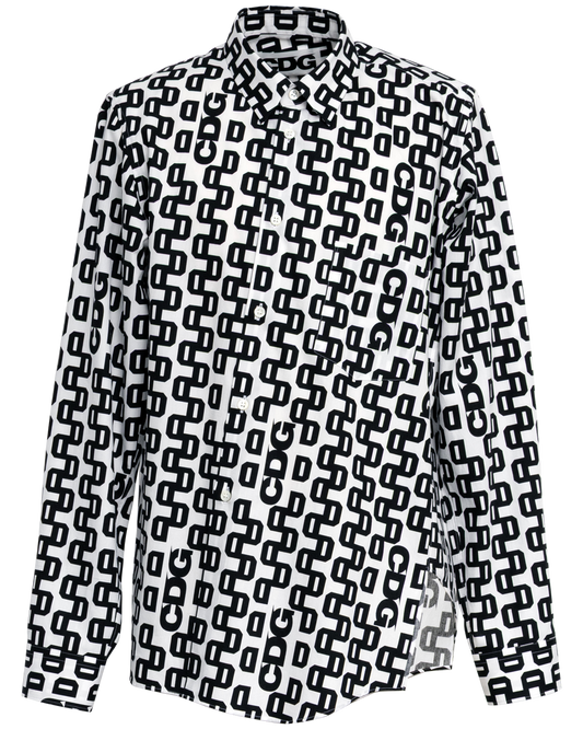 CDG GRAPHIC PATTERNED SHIRT - White x Black