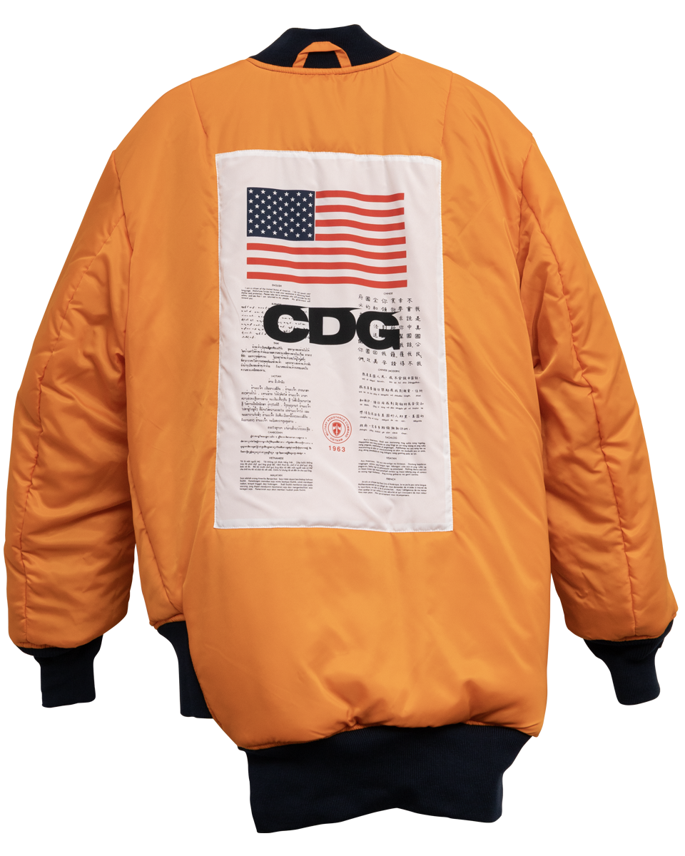 CDG x ALPHA INDUSTRIES BIAS DESINED MA-1 JACKET / NAVY