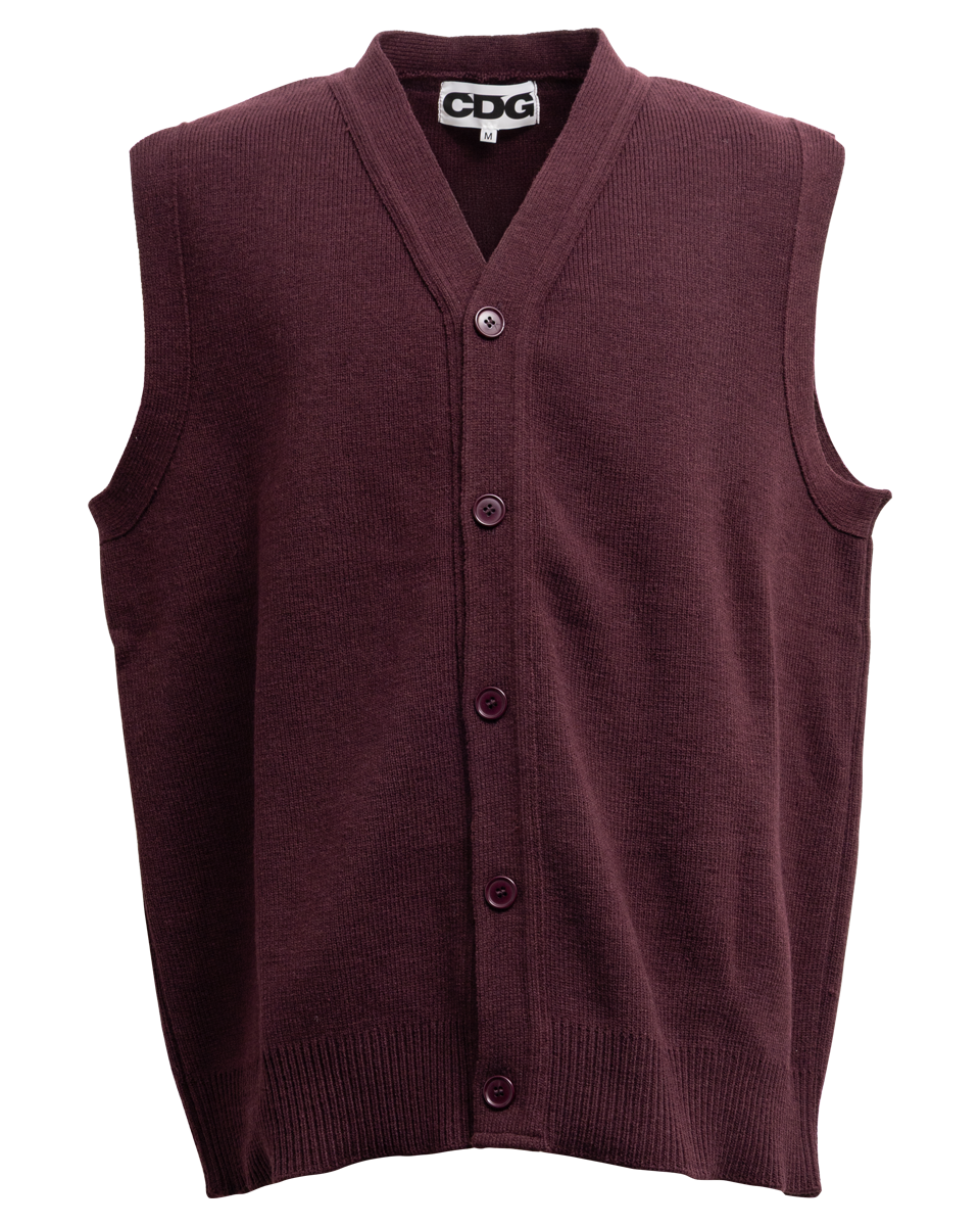 CDG OVERSIZED CARDIGAN VEST - Maroon