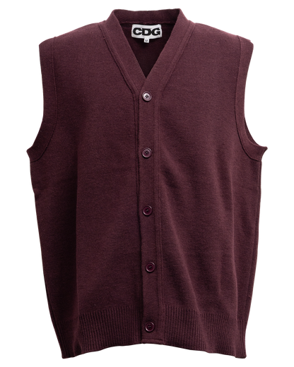 CDG OVERSIZED CARDIGAN VEST - Maroon