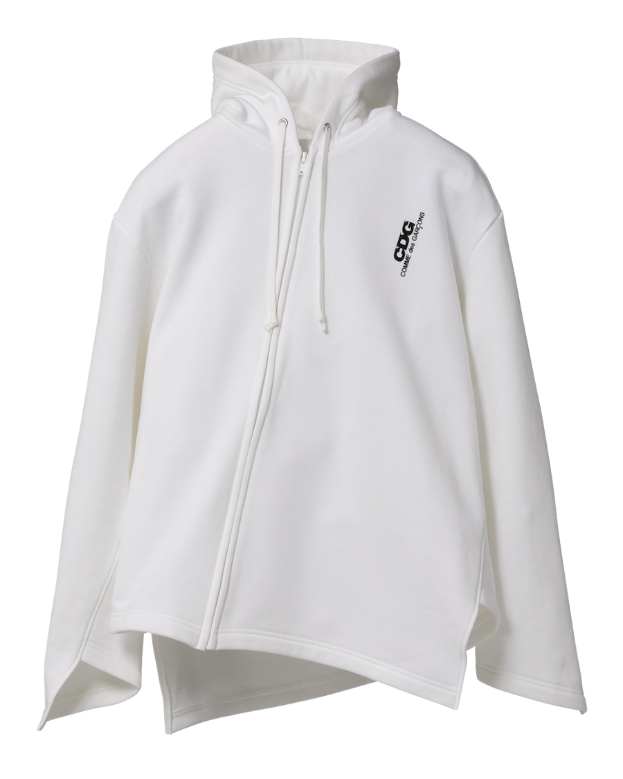 CDG BIAS DESINED SWEATSHIRT WITH ZIP - White