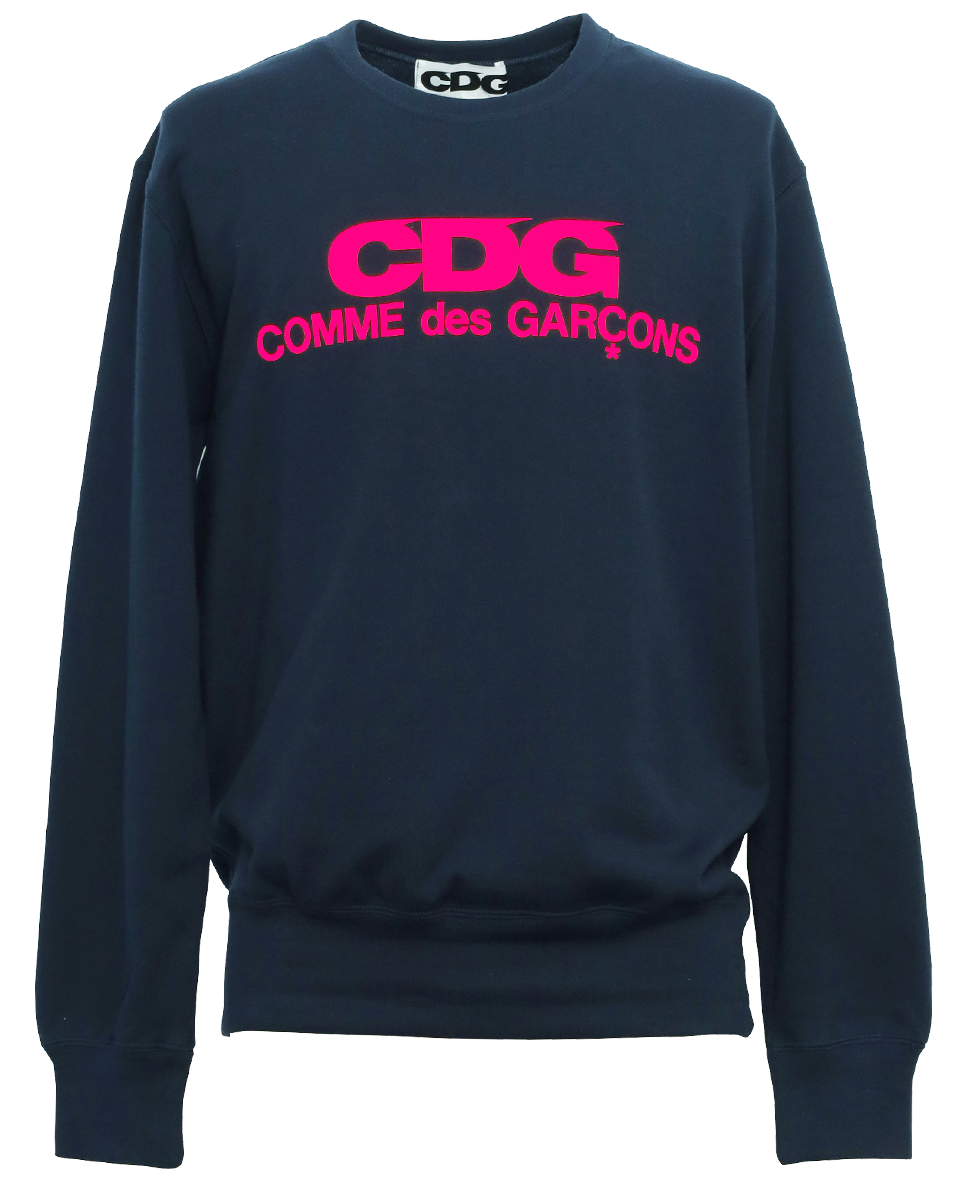 CDG CLASSIC CREW NECK SWEATSHIRT / PINK LOGO - Navy