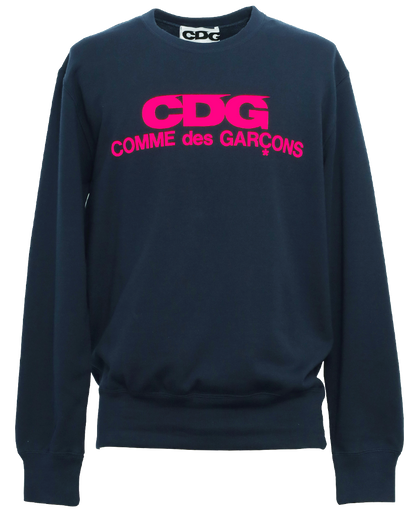 CDG CLASSIC CREW NECK SWEATSHIRT / PINK LOGO - Navy