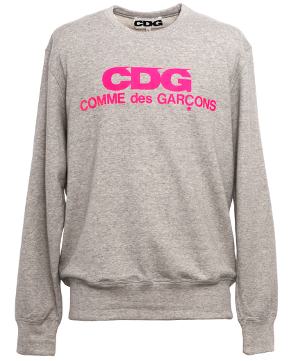 CDG CLASSIC CREW NECK SWEATSHIRT / PINK LOGO - Grey