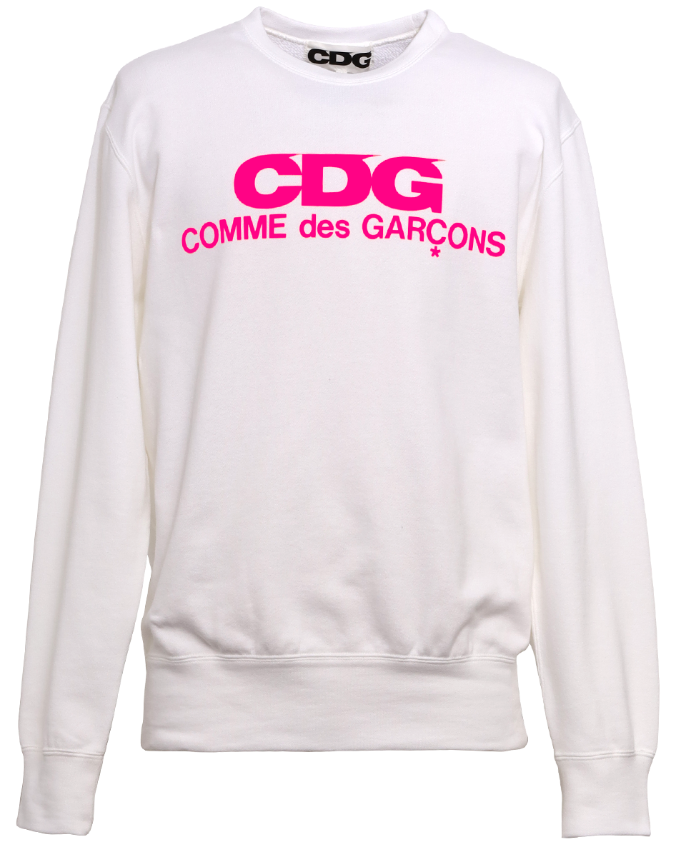 CDG CLASSIC CREW NECK SWEATSHIRT / PINK LOGO - White