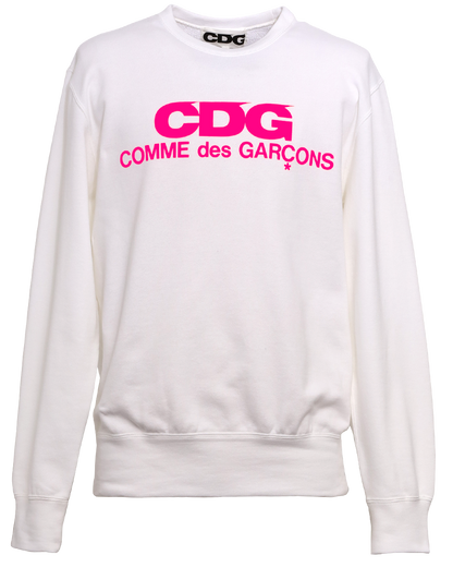 CDG CLASSIC CREW NECK SWEATSHIRT / PINK LOGO - White