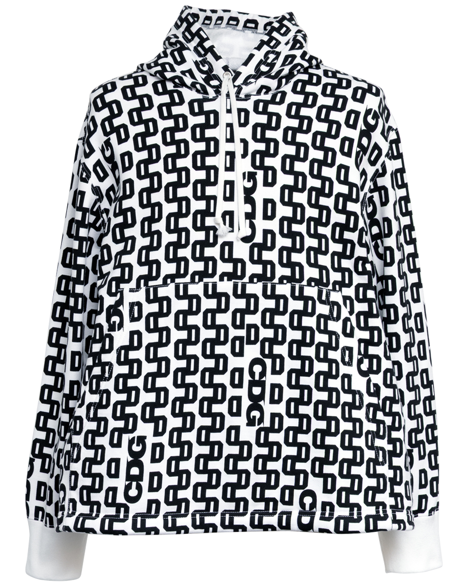 CDG GRAPHIC PATTERNED SEWATSHIRT - White x Black