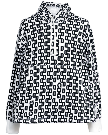 CDG GRAPHIC PATTERNED SEWATSHIRT - White x Black