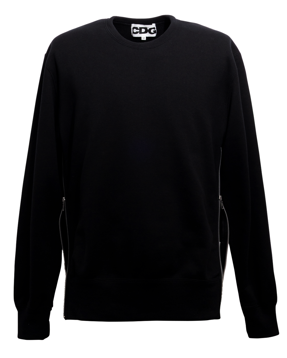 CDG CLASSIC CREW NECK SWEATSHIRT WITH ZIP - Black
