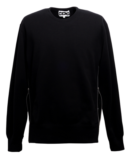 CDG CLASSIC CREW NECK SWEATSHIRT WITH ZIP - Black