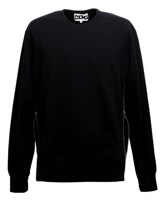 CDG CLASSIC CREW NECK SWEATSHIRT WITH ZIP - Black