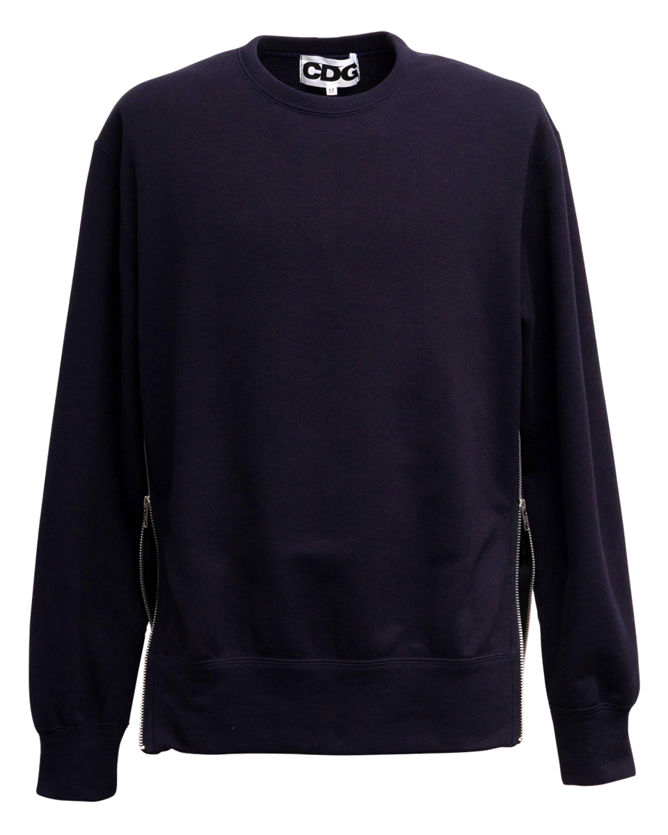 CDG CLASSIC CREW NECK SWEATSHIRT WITH ZIP - Navy