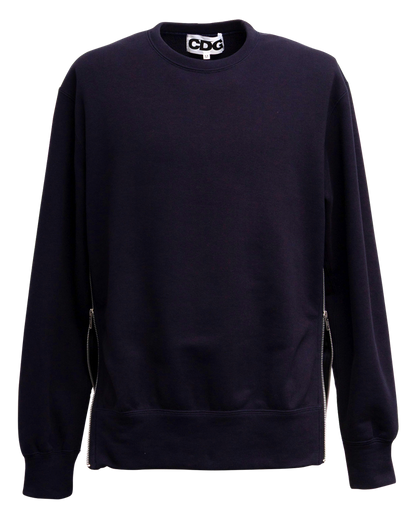CDG CLASSIC CREW NECK SWEATSHIRT WITH ZIP - Navy