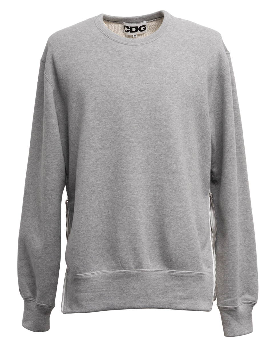 CDG CLASSIC CREW NECK SWEATSHIRT WITH ZIP - Grey