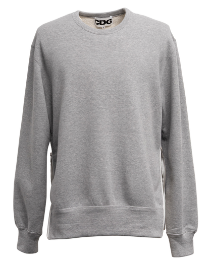 CDG CLASSIC CREW NECK SWEATSHIRT WITH ZIP - Grey