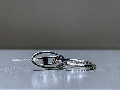 Diesel Stainless Steel Hoop Earring with Oval D Charm