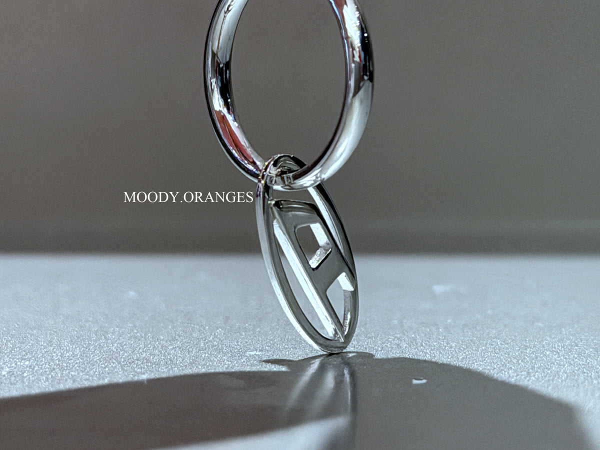 Diesel Stainless Steel Hoop Earring with Oval D Charm