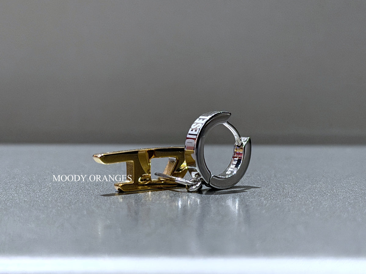 Diesel Stainless Steel Glitz D Drop Earring