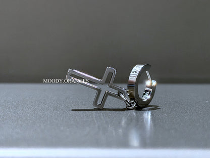 Diesel Stainless Steel Cross Motif Single Drop Earring