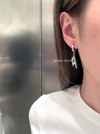 Diesel Stainless Steel Glitz D Drop Earring