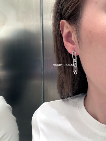 Diesel Oval D Logo Drop Earring