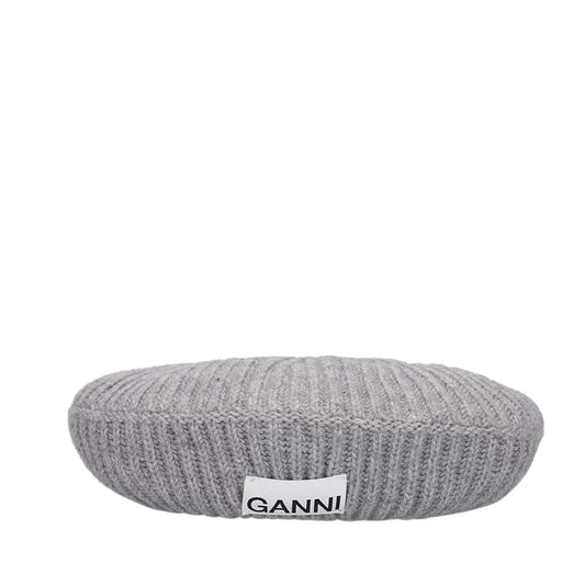 GANNI Structured Ribbed Wool Beret - MOODY ORANGES