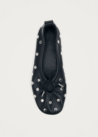ALOHAS Rosalind Studs Black Leather Ballet Flats