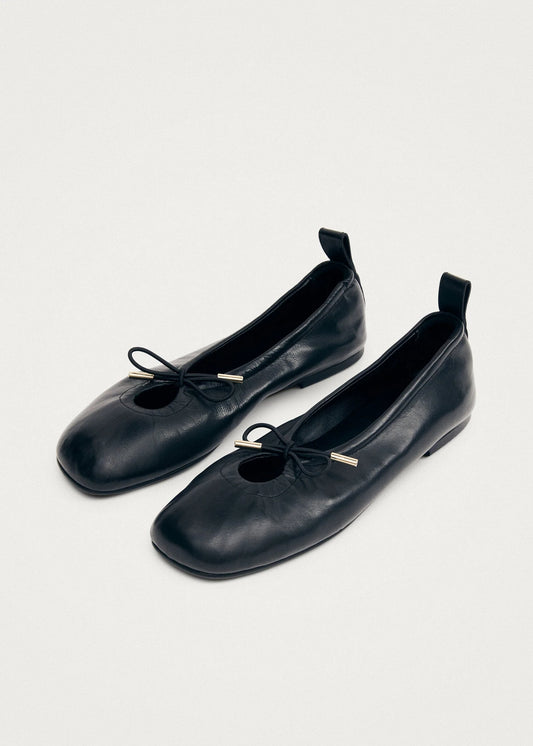 ALOHAS Rosalind Black Leather Ballet Flats
