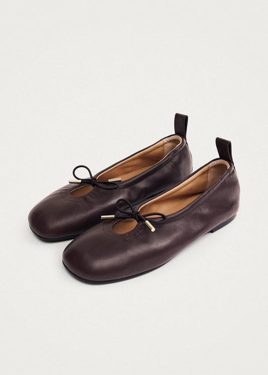 ALOHAS Rosalind Brown Leather Ballet Flats