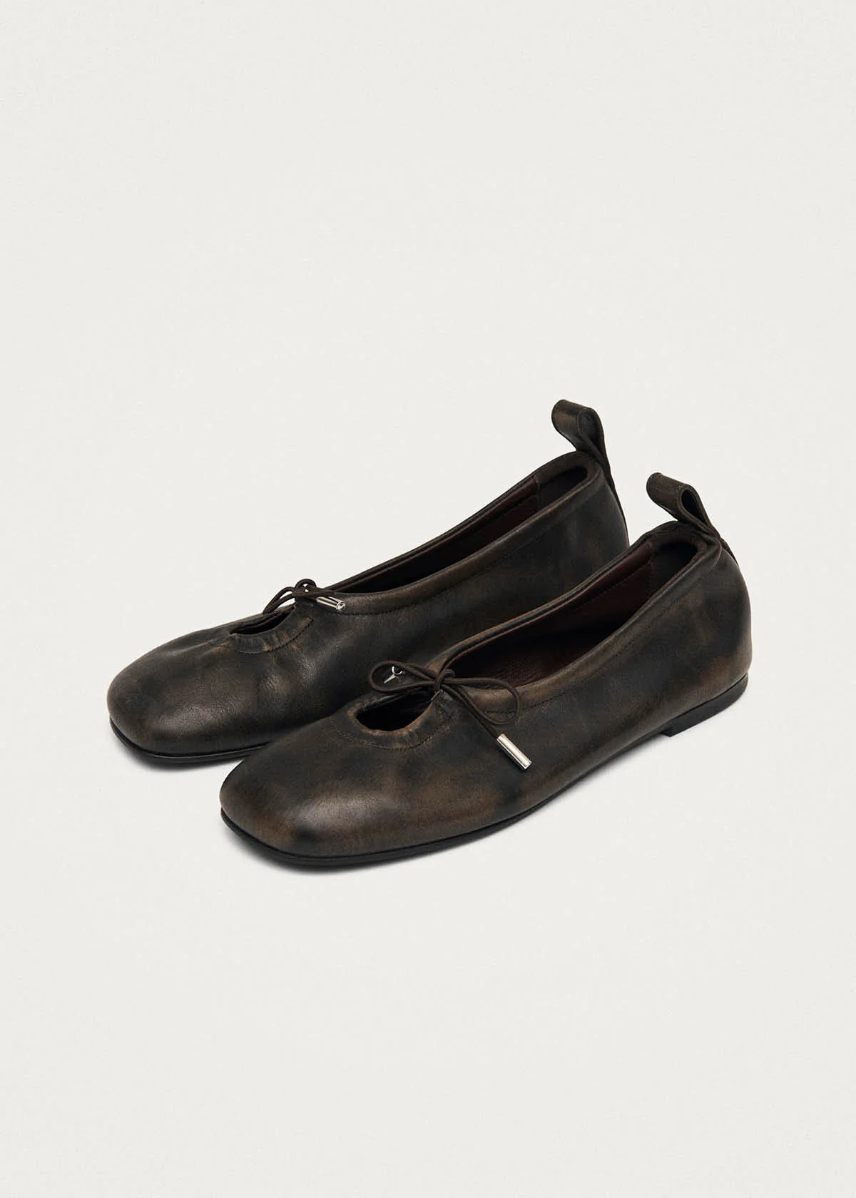 ALOHAS Rosalind Vintage Effect Brown Leather Ballet Flats