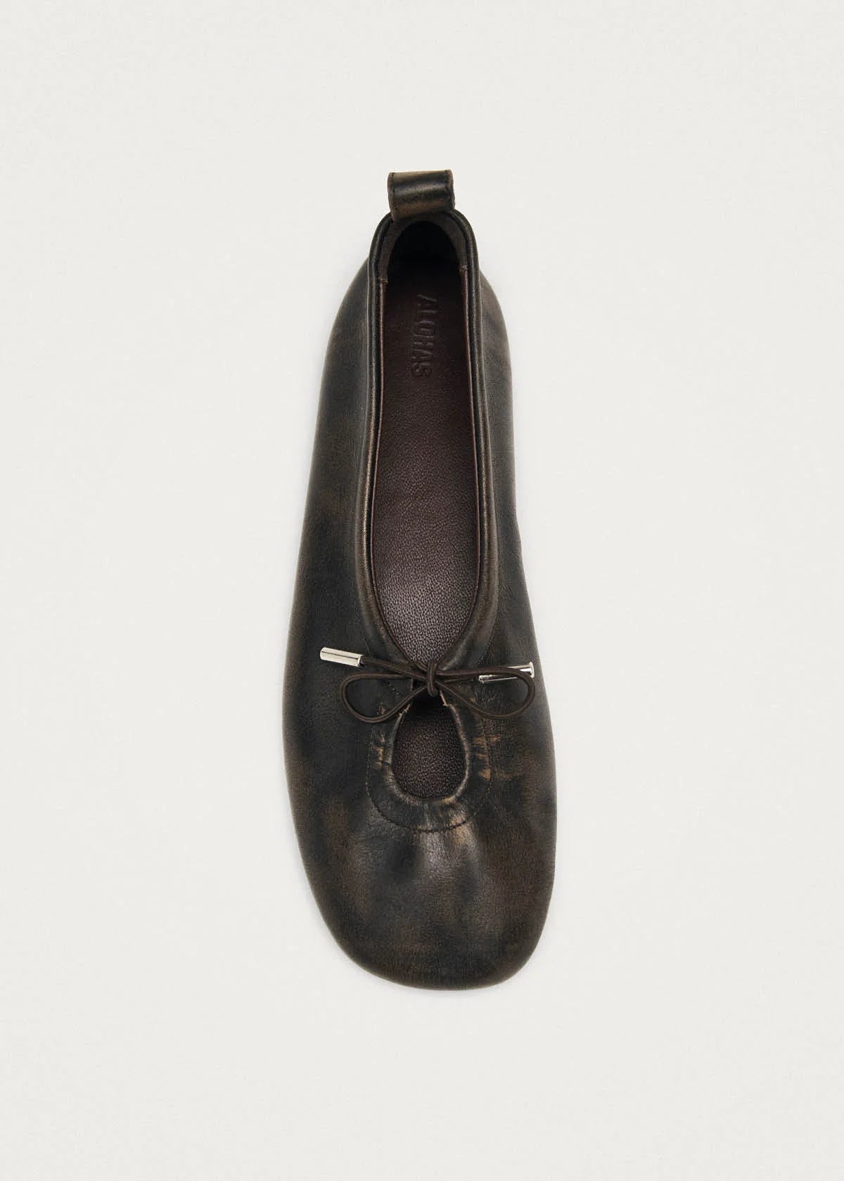 ALOHAS Rosalind Vintage Effect Brown Leather Ballet Flats