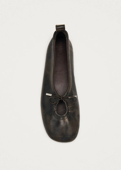 ALOHAS Rosalind Vintage Effect Brown Leather Ballet Flats