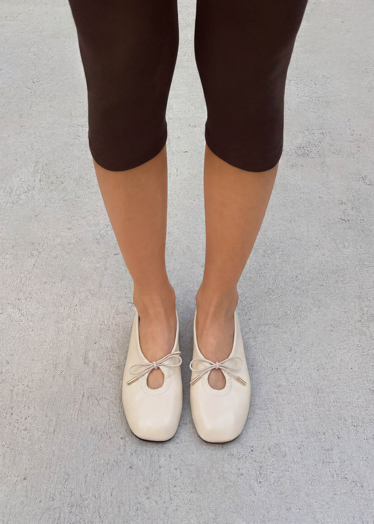 ALOHAS Rosalind Cream Leather Ballet Flats